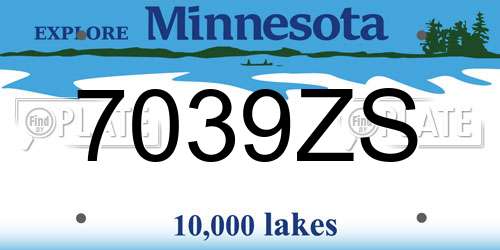 7039ZS Minnesota License Plate