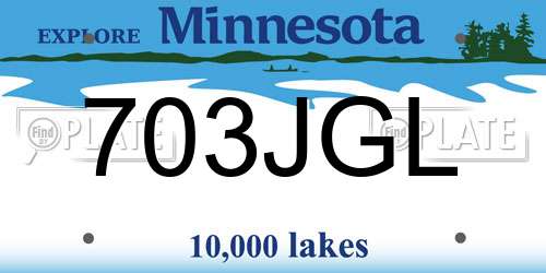 703JGL Minnesota License Plate