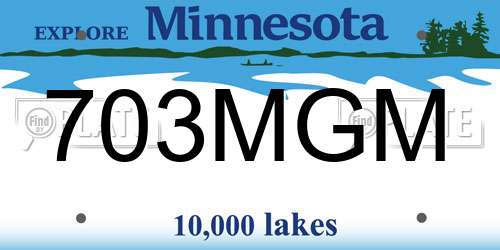 703MGM Minnesota License Plate