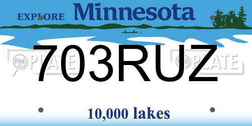 703RUZ Minnesota License Plate