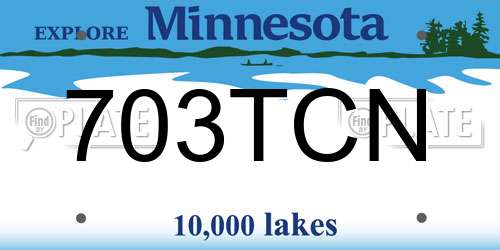 703TCN Minnesota License Plate
