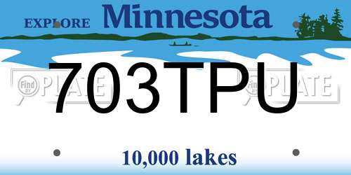 703TPU Minnesota License Plate