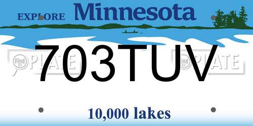 703TUV Minnesota License Plate