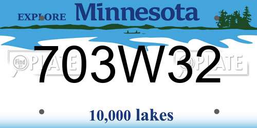 703W32 Minnesota License Plate