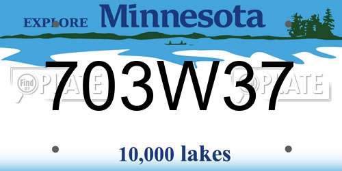 703W37 Minnesota License Plate