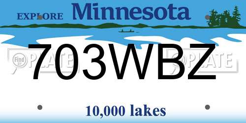 703WBZ Minnesota License Plate