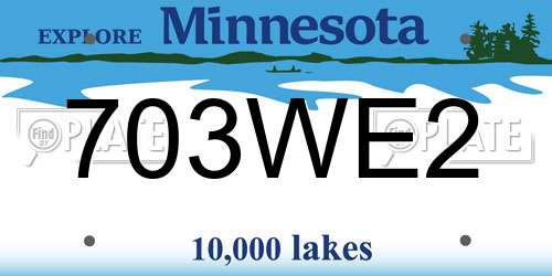 703WE2 Minnesota License Plate