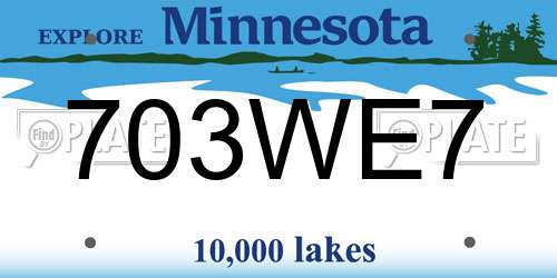 703WE7 Minnesota License Plate