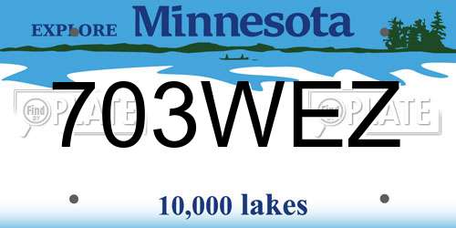 703WEZ Minnesota License Plate