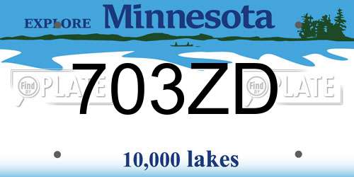 703ZD Minnesota License Plate