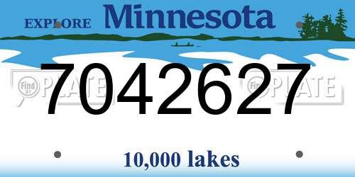 7042627 Minnesota License Plate