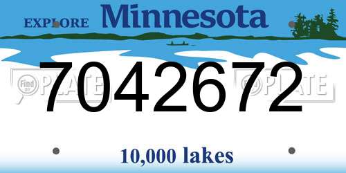 7042672 Minnesota License Plate
