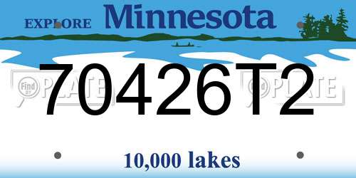 70426T2 Minnesota License Plate