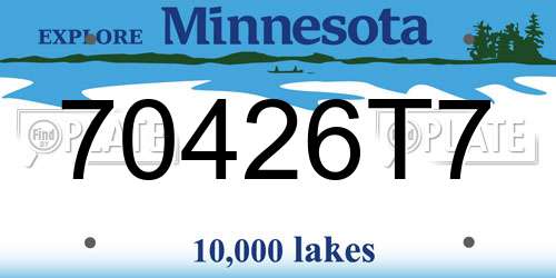 70426T7 Minnesota License Plate