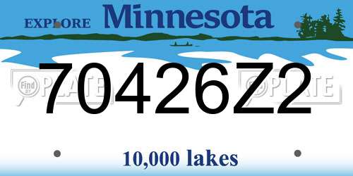 70426Z2 Minnesota License Plate
