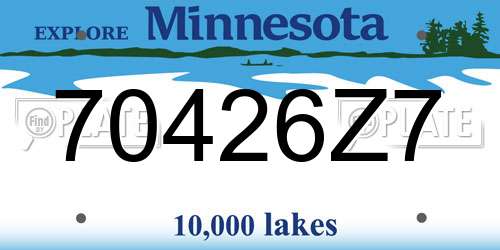 70426Z7 Minnesota License Plate