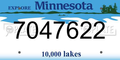 7047622 Minnesota License Plate