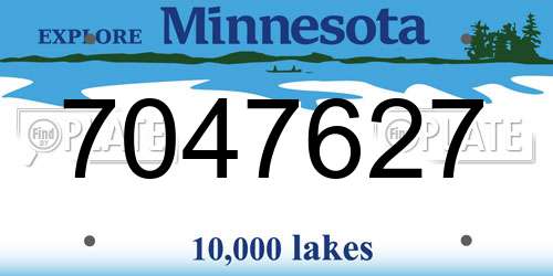 7047627 Minnesota License Plate