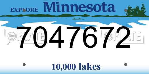 7047672 Minnesota License Plate