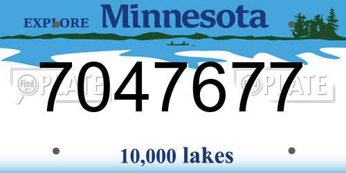 7047677 Minnesota License Plate