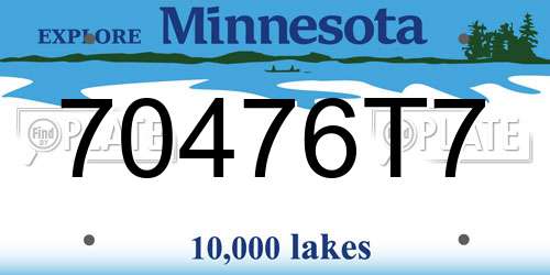 70476T7 Minnesota License Plate
