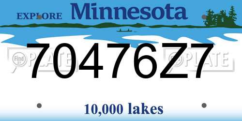 70476Z7 Minnesota License Plate