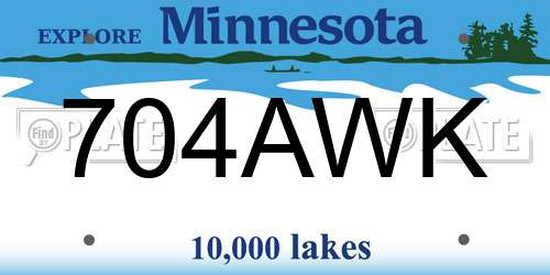 704AWK Minnesota License Plate