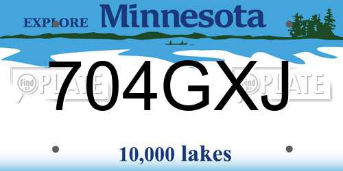 704GXJ Minnesota License Plate