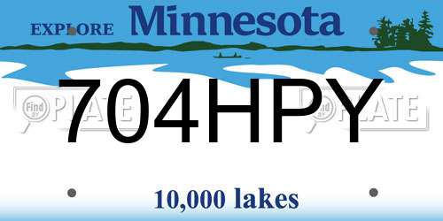 704HPY Minnesota License Plate
