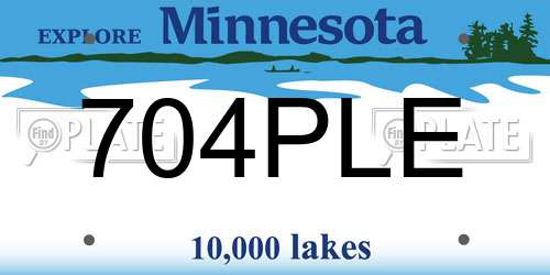 704PLE Minnesota License Plate