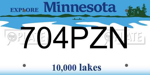 704PZN Minnesota License Plate