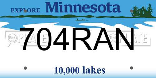 704RAN Minnesota License Plate