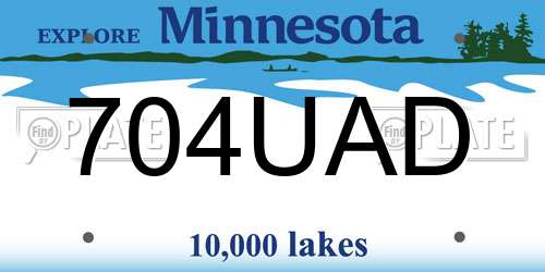 704UAD Minnesota License Plate