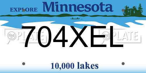 704XEL Minnesota License Plate