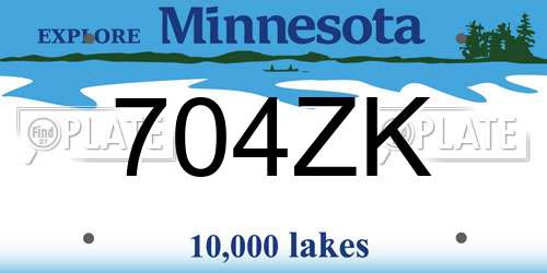 704ZK Minnesota License Plate