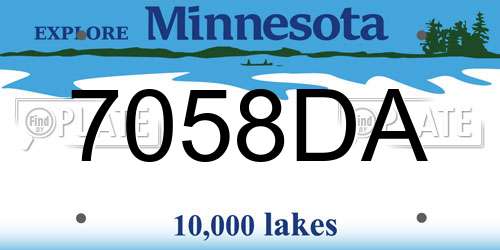 7058DA Minnesota License Plate