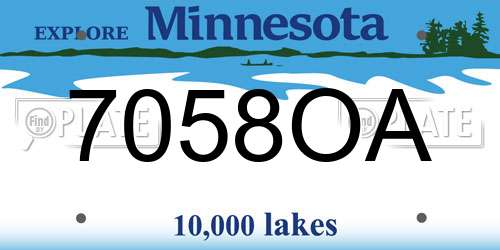 7058OA Minnesota License Plate