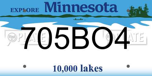 705BO4 Minnesota License Plate