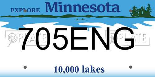 705ENG Minnesota License Plate