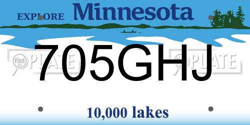 705GHJ Minnesota License Plate