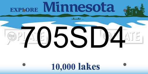 705SD4 Minnesota License Plate
