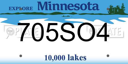 705SO4 Minnesota License Plate