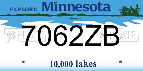 7062ZB Minnesota License Plate