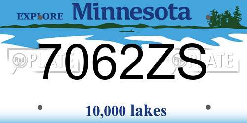 7062ZS Minnesota License Plate