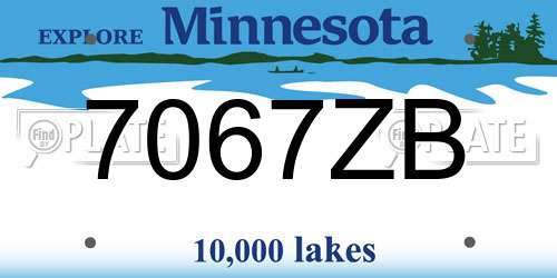 7067ZB Minnesota License Plate