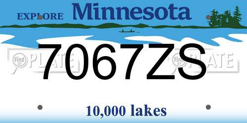 7067ZS Minnesota License Plate