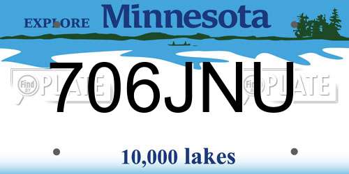 706JNU Minnesota License Plate