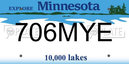 706MYE Minnesota License Plate
