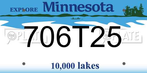 706T25 Minnesota License Plate