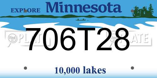 706T28 Minnesota License Plate